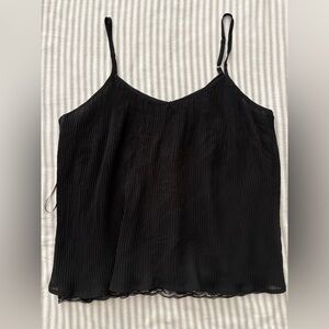 Koko Mason Sleeveless Pleated Black Top Size L